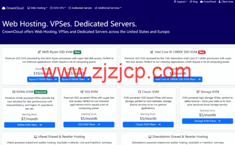 CrownCloud 荷兰 VPS 特价：AMD EPYC / 6GB 内存 / 60GB SSD / 3TB 流量 / 10Gbps 带宽，月付 $5 起